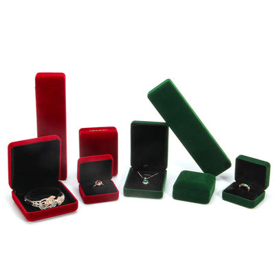 Luxo Velvet Jewelry Set Box para High Grade Green Packaging Bracelet Necklace Ring