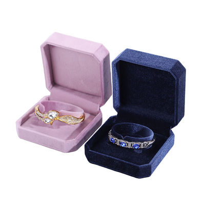 Caixa de jóias de veludo de logotipo personalizado para embalagem de anel de pulseira de colarinho rosa Hanhong