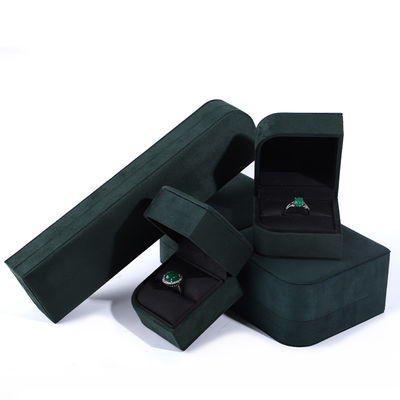 Pacote de joias de couro de microfibra verde de luxo para brincos e anéis da Hanhong