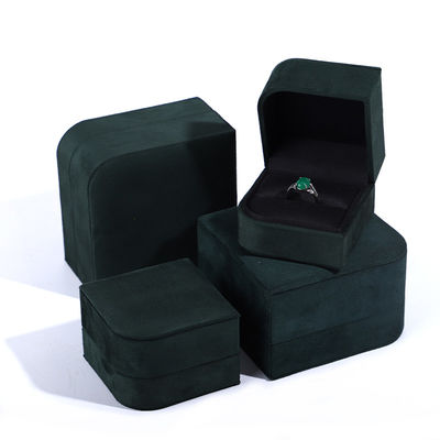 Pacote de joias de couro de microfibra verde de luxo para brincos e anéis da Hanhong