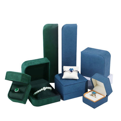 Pacote de joias de couro de microfibra verde de luxo para brincos e anéis da Hanhong