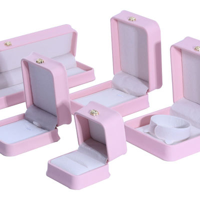 comprar Pink Stud brincos pulseira colar anel caixa de jóias com tamanho personalizado PU couro online manufacture