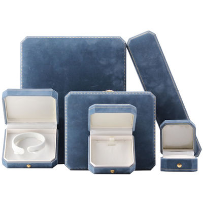 comprar Caixa de jóias de veludo azul claro para embalagens personalizadas de colares e pulseiras de luxo online manufacture