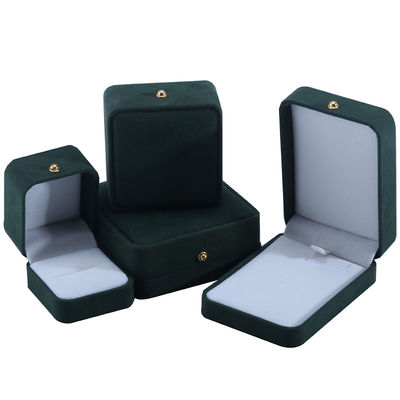 Logotipo personalizado Caixa de embalagem de jóias de veludo verde para colar Bracelet