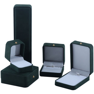 Logotipo personalizado Caixa de embalagem de jóias de veludo verde para colar Bracelet