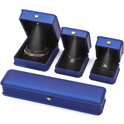 comprar Soft Convex PU Leather LED Juventude Caixa de Armazenamento Luxury Jewelry Case Cor azul escuro online manufacture