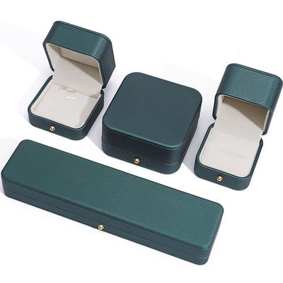 Caixa de embalagem de jóias de couro PU verde para brincos de colarinho de casamento