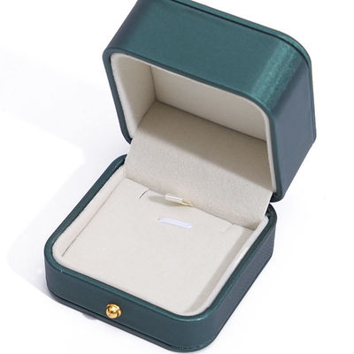 Caixa de embalagem de jóias de couro PU verde para brincos de colarinho de casamento
