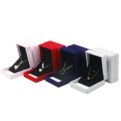 Material de veludo Hanhong Custom Rebocado caixa de jóias vermelhas para colar e anel 6 * 6 * 4,6cm