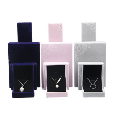 Material de veludo Hanhong Custom Rebocado caixa de jóias vermelhas para colar e anel 6 * 6 * 4,6cm