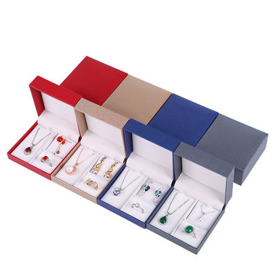Caixa de joias de papel de luxo personalizada com padrão quadrado escovado para colar de anel Hanhong