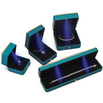 Pulseira Colar Anel de orelha Caixa de jóias com organizador de luxo leve Pavo Azul