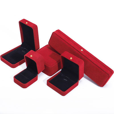 Caixa de Embalagem de Joias de Veludo Vermelho Luxuoso para Colar, Pulseira, Brincos e Anel