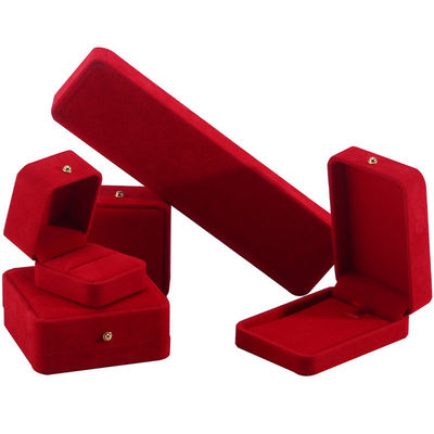Caixa de embalagem de jóias de veludo vermelho para colar Bracelet Stud Earrings Ring Custom Logo