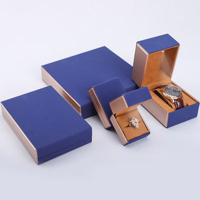19x19x4cm Blue Velvet PU Leather Jewelry Gift Box com luz LED e revestimento de veludo