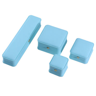 Pacote de jóias em Cyan com Crown Design Hanhong Custom Logo Luxury PU Leather Suit Box