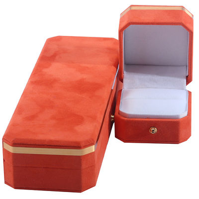 comprar Pacote de jóias para colar de casamento brincos e anel Hanhong Custom Orange Velvet Box online manufacture