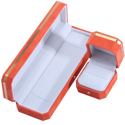 Pacote de jóias para colar de casamento brincos e anel Hanhong Custom Orange Velvet Box