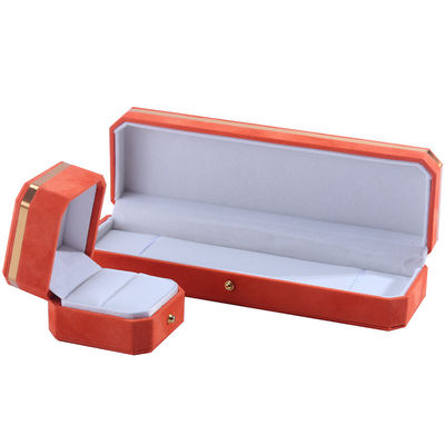 Pacote de jóias para colar de casamento brincos e anel Hanhong Custom Orange Velvet Box