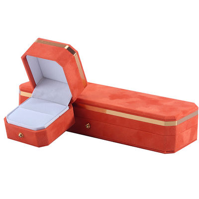 Pacote de jóias para colar de casamento brincos e anel Hanhong Custom Orange Velvet Box