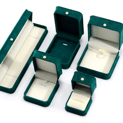 9*9*4.5cm Boxe de jóias de anel de veludo verde para embalagem de brincos personalizados