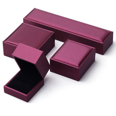 Caixa de embalagem de joias de veludo de luxo personalizada com couro PU roxo da Hanhong