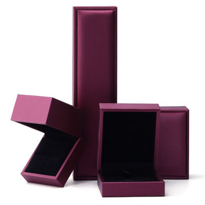 Caixa de embalagem de joias de veludo de luxo personalizada com couro PU roxo da Hanhong