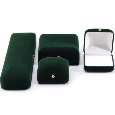 Wholesale Manufacturing Luxury handmade Jewelry Box packaging Personalized Custom logotipo high end Colarinho verde escuro Pulseira Brincos Anel Packaging Velvet Jewelry Box