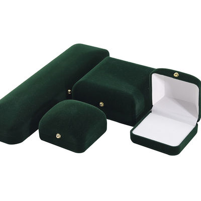 Wholesale Manufacturing Luxury handmade Jewelry Box packaging Personalized Custom logotipo high end Colarinho verde escuro Pulseira Brincos Anel Packaging Velvet Jewelry Box