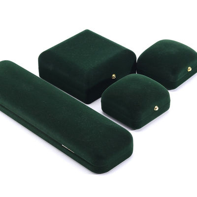 Wholesale Manufacturing Luxury handmade Jewelry Box packaging Personalized Custom logotipo high end Colarinho verde escuro Pulseira Brincos Anel Packaging Velvet Jewelry Box