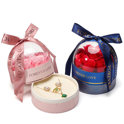 OEM logotipo redondo salva rosa flor caixa de jóias para casamento aniversário dádiva dama de honor