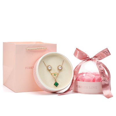 OEM logotipo redondo salva rosa flor caixa de jóias para casamento aniversário dádiva dama de honor