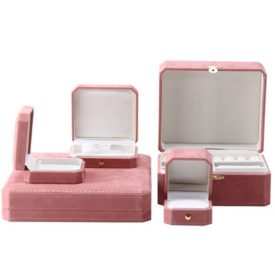 Caixa de Joias Retangular de Veludo Rosa para Conjunto de Pulseiras com Padrão de Luxo Logotipo Personalizado