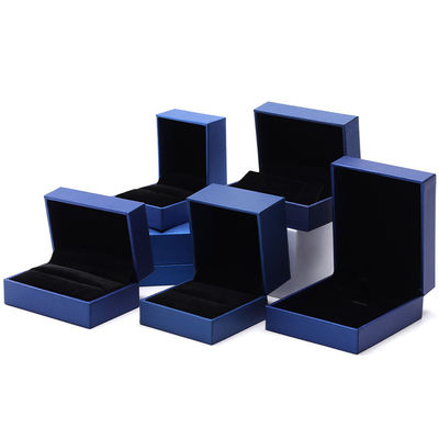 Caixa de jóias de papel azul de luxo logotipo personalizado brincos colar pendente anel embalagem