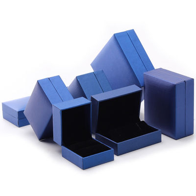 Caixa de jóias de papel azul de luxo logotipo personalizado brincos colar pendente anel embalagem