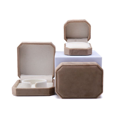 comprar Pacote de jóias de forma octogonal Khaki Flannelette personalizado para anel de pulseira de colar online manufacture