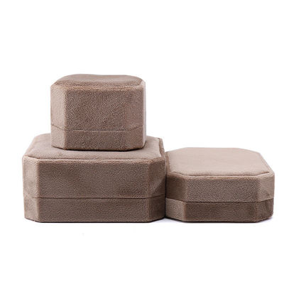Pacote de jóias de forma octogonal Khaki Flannelette personalizado para anel de pulseira de colar