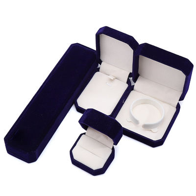 Mais recente estilo personalizado Blue Flannelette caixa de jóias octogonal para colarinho pulseira anel