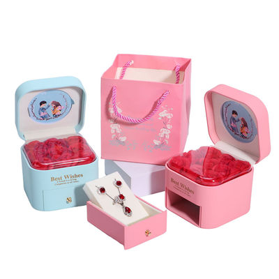 Tamanho personalizado Rosa Imortal Caixa Flor Joalharia Caixa Para Stud Brincos Pendente