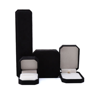 Elegante, feito à mão, preto, octogonal, de veludo, caixa de jóias, para colar, brincos, pulseira, anel, embalagem