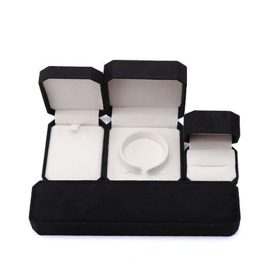 Customização Retangular Flanilha preta Caixa de jóias para colares Pulseiras e anéis