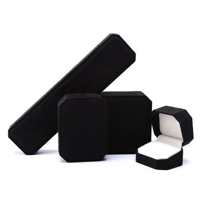 Customização Retangular Flanilha preta Caixa de jóias para colares Pulseiras e anéis