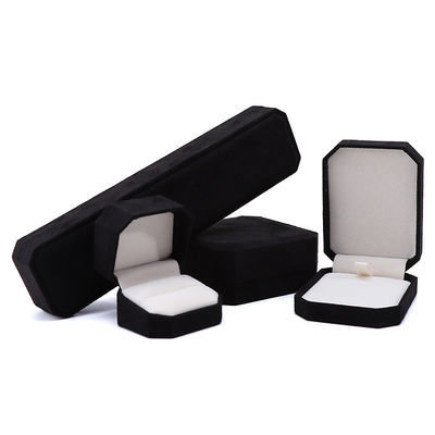 Elegante, feito à mão, preto, octogonal, de veludo, caixa de jóias, para colar, brincos, pulseira, anel, embalagem