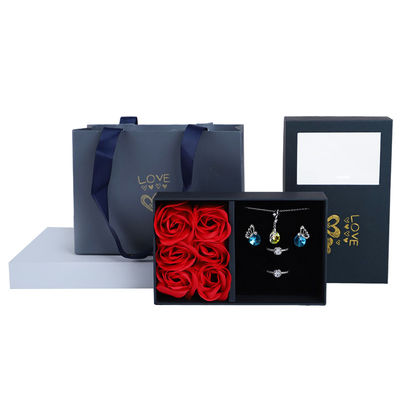 comprar Hanhong Cartão Rosa Sabão Flor Caixa de jóias Embalagem de presente com saco Tote online manufacture