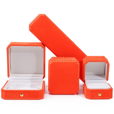comprar Mais recente caixa de jóias de veludo laranja para logotipo personalizado pendente brincos pulseira colar anel online manufacture
