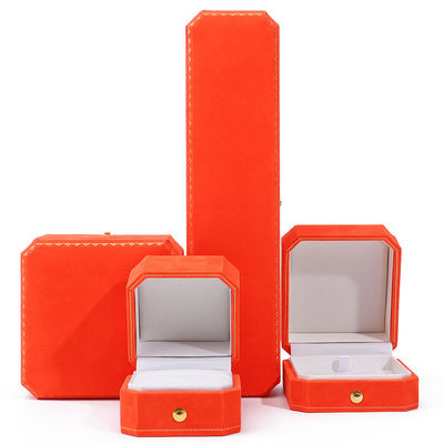 Mais recente caixa de jóias de veludo laranja para logotipo personalizado pendente brincos pulseira colar anel