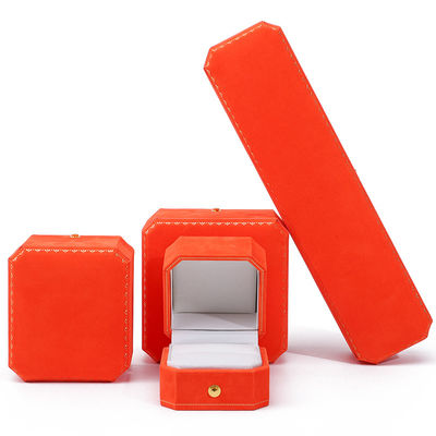 Mais recente caixa de jóias de veludo laranja para logotipo personalizado pendente brincos pulseira colar anel