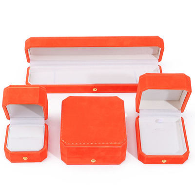 Mais recente caixa de jóias de veludo laranja para logotipo personalizado pendente brincos pulseira colar anel