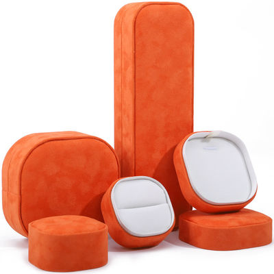 Caixa de jóias de veludo laranja para pulseira colar de pulseira anel por Hanhong Custom Logo