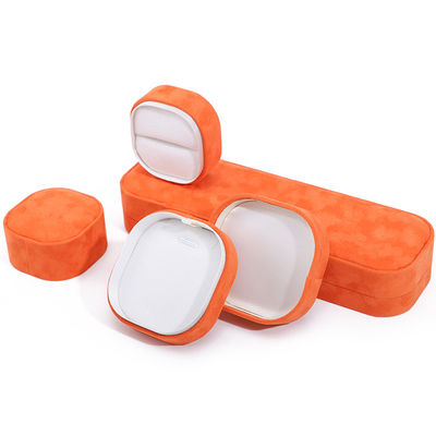 Caixa de jóias de veludo laranja para pulseira colar de pulseira anel por Hanhong Custom Logo